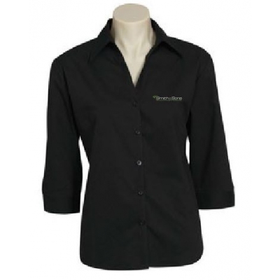 Womens 3/4 Sleeve Metro Shirt with Embroidery